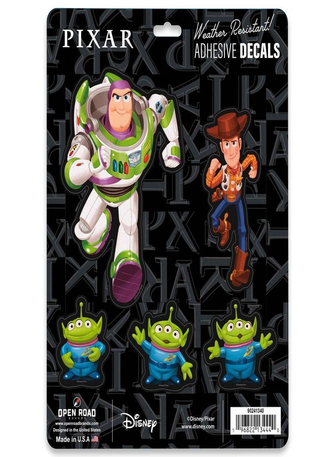 Open Road Brands Disney Pixar Toy Story Characters Adhesive Vinyl Decals - Fun Set of 5 Toy Story Stickers Including Buzz, Woody and Aliens - Image 1